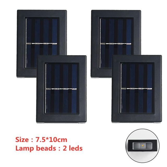 6 LED Solar Lights Outdoor Waterproof Up and Down Luminous Lighting Wall Lamp Garden Decor Stairs Fence Balcony Sunlight Lamps - Promo Pro Store