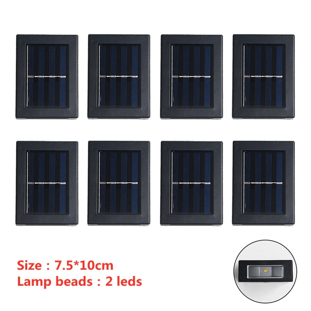 6 LED Solar Lights Outdoor Waterproof Up and Down Luminous Lighting Wall Lamp Garden Decor Stairs Fence Balcony Sunlight Lamps - Promo Pro Store