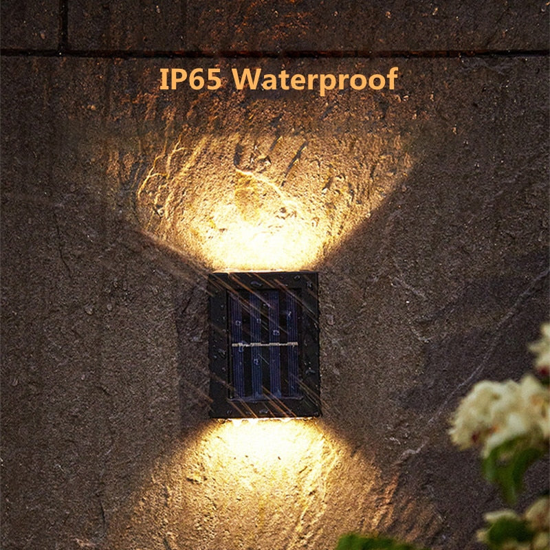 6 LED Solar Lights Outdoor Waterproof Up and Down Luminous Lighting Wall Lamp Garden Decor Stairs Fence Balcony Sunlight Lamps - Promo Pro Store