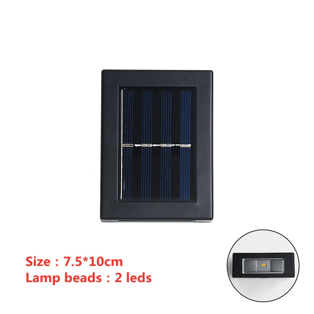 6 LED Solar Lights Outdoor Waterproof Up and Down Luminous Lighting Wall Lamp Garden Decor Stairs Fence Balcony Sunlight Lamps - Promo Pro Store