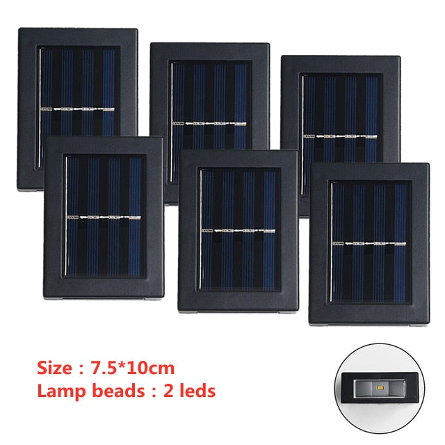 6 LED Solar Lights Outdoor Waterproof Up and Down Luminous Lighting Wall Lamp Garden Decor Stairs Fence Balcony Sunlight Lamps - Promo Pro Store