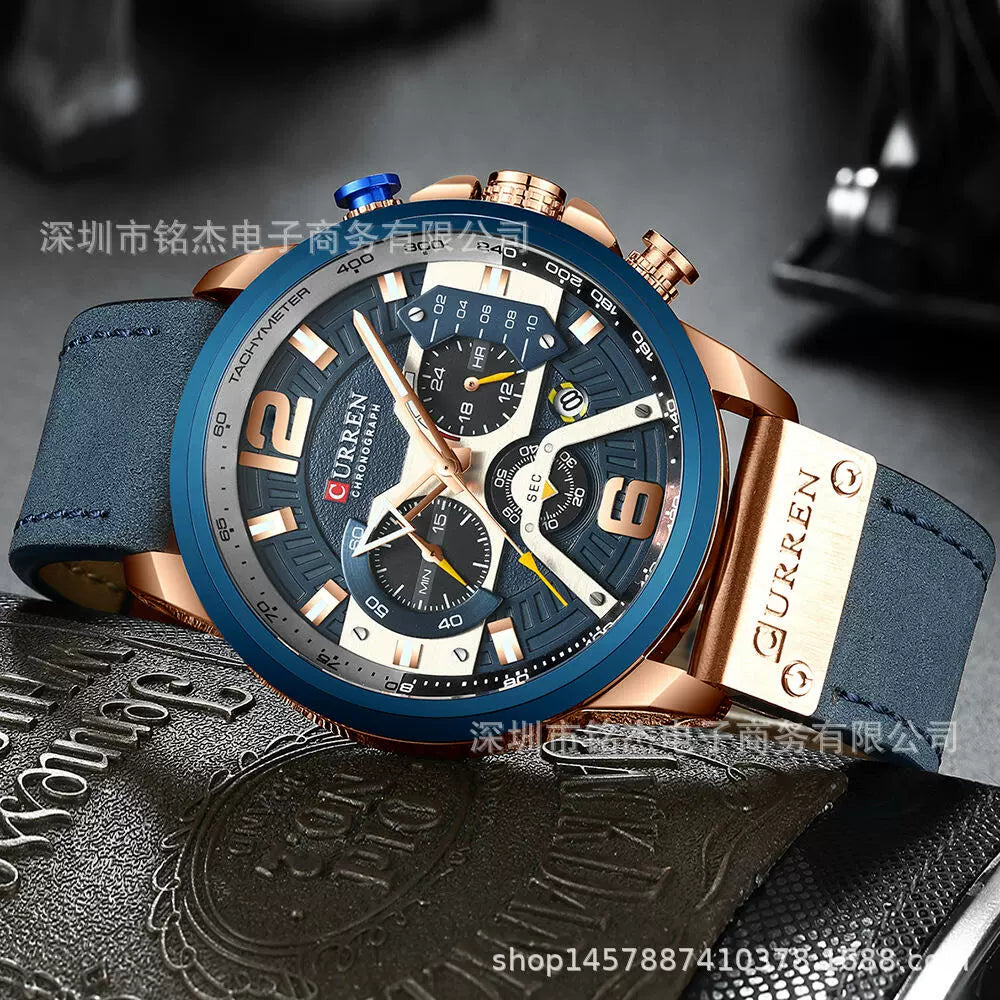 Curren Caren 8329 Trendy Fashion Men Watch Men Multi-Function Sports Quartz Watch Men's Watch Waterproof - Promo Pro Store