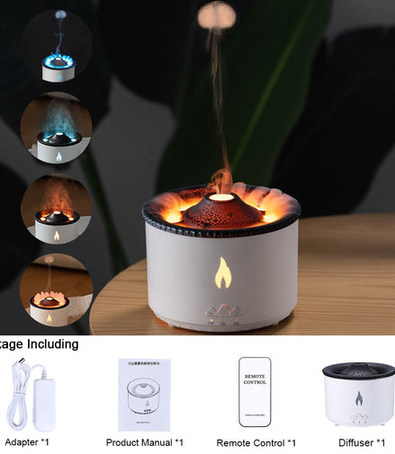 Volcano Flame Ultrasonic Air Humidifier Essential Oil Aroma Diffuser for Home Room Fragrance Jellyfish Mist Smoking Steamers - Promo Pro Store