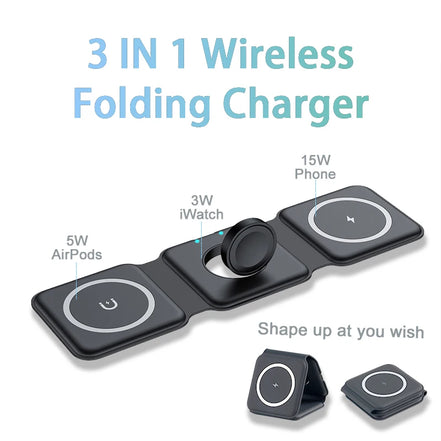 REMAX 15W Magnetic Wireless 14 Charger for Iphone 14promax 13 12  Apple Airpods Pro iWatch Portable Foldable Fast Charging Dock - Promo Pro Store