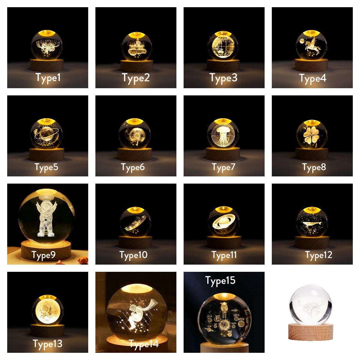 3D Crystal Ball LED Night Light USB Power Table Desk Lamps Moon Earth Planet Galaxy For bed room - Promo Pro Store