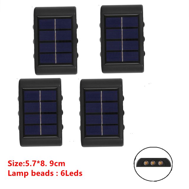 6 LED Solar Lights Outdoor Waterproof Up and Down Luminous Lighting Wall Lamp Garden Decor Stairs Fence Balcony Sunlight Lamps - Promo Pro Store