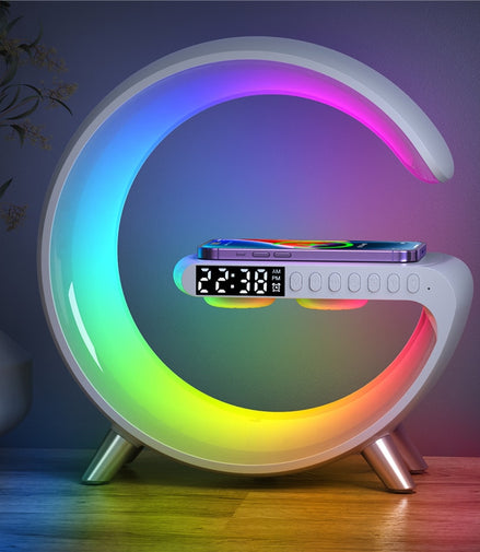 15W Wireless Charger Stand LED RGB Light Desk Lamp Speaker APP Control For iPhone 14 13 12 11 X 8 Samsung Fast Charging Station - Promo Pro Store