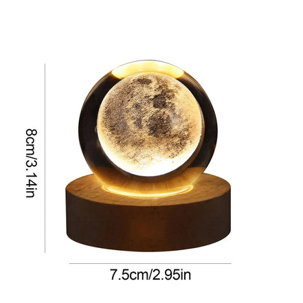 USB Night Light LED Crystal Ball Table Lamp 3D Moon Planet Galaxy Decor for Home Table Lamp - Promo Pro Store
