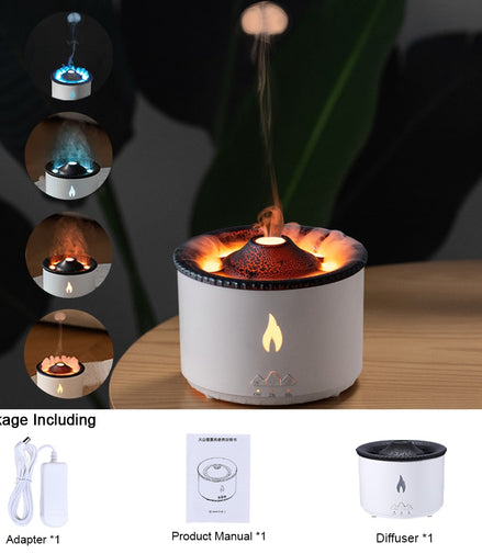 Volcano Flame Ultrasonic Air Humidifier Essential Oil Aroma Diffuser for Home Room Fragrance Jellyfish Mist Smoking Steamers - Promo Pro Store