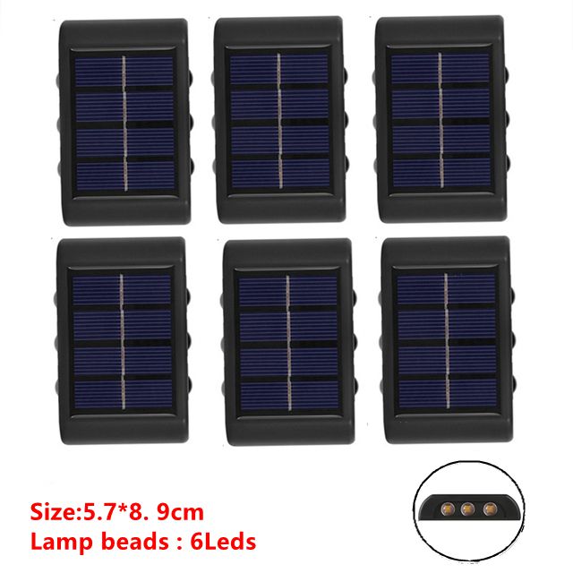 6 LED Solar Lights Outdoor Waterproof Up and Down Luminous Lighting Wall Lamp Garden Decor Stairs Fence Balcony Sunlight Lamps - Promo Pro Store