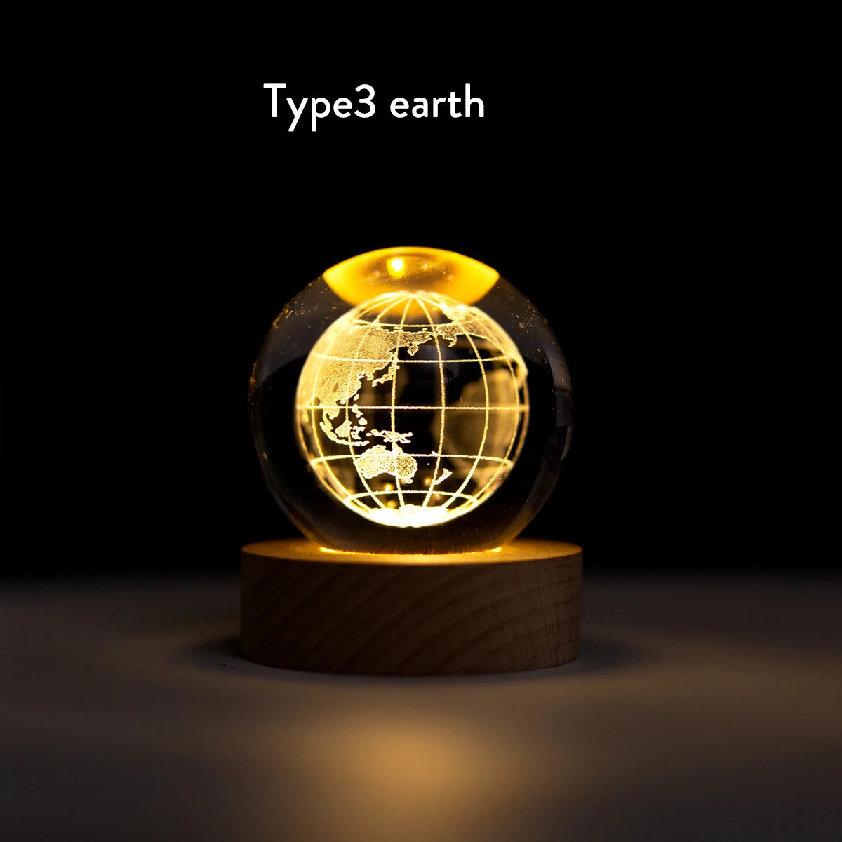 3D Crystal Ball LED Night Light USB Power Table Desk Lamps Moon Earth Planet Galaxy For bed room - Promo Pro Store
