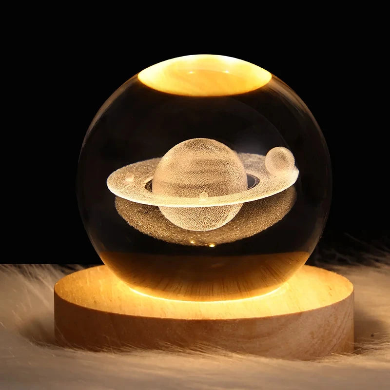 USB Night Light LED Crystal Ball Table Lamp 3D Moon Planet Galaxy Decor for Home Table Lamp - Promo Pro Store