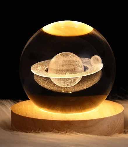 USB Night Light LED Crystal Ball Table Lamp 3D Moon Planet Galaxy Decor for Home Table Lamp - Promo Pro Store