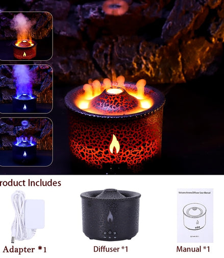 Volcano Flame Ultrasonic Air Humidifier Essential Oil Aroma Diffuser for Home Room Fragrance Jellyfish Mist Smoking Steamers - Promo Pro Store