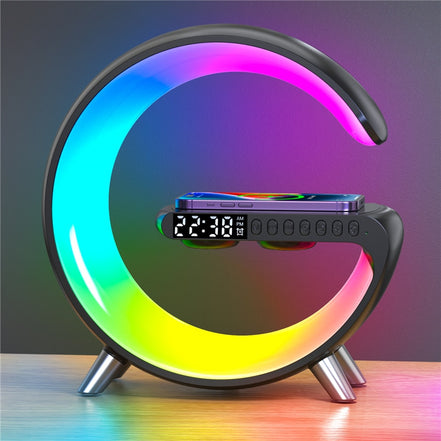 15W Wireless Charger Stand LED RGB Light Desk Lamp Speaker APP Control For iPhone 14 13 12 11 X 8 Samsung Fast Charging Station - Promo Pro Store
