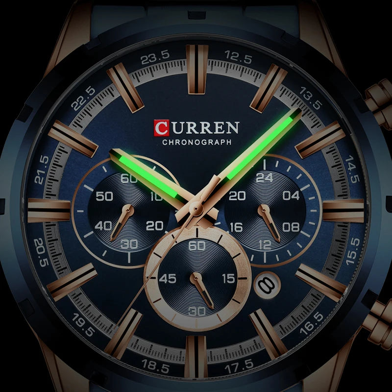 CURREN Men Watch Top Brand Luxury Sports Quartz Mens Watches Full Steel Waterproof Chronograph Wristwatch Men Relogio Masculino - Promo Pro Store