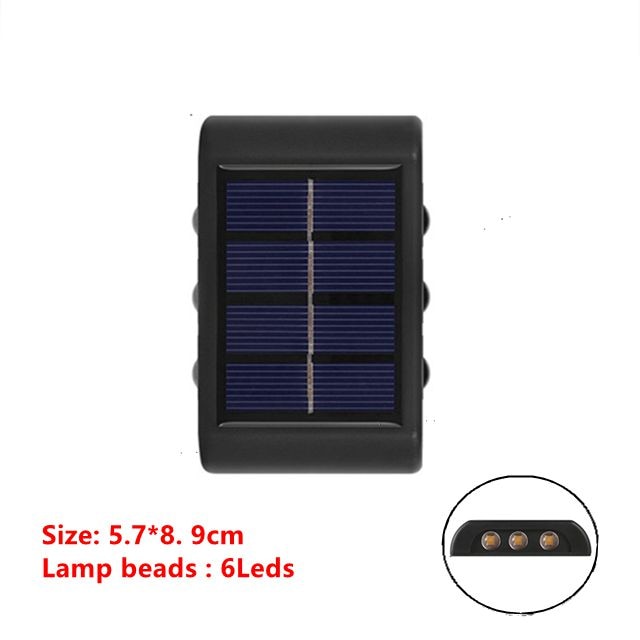 6 LED Solar Lights Outdoor Waterproof Up and Down Luminous Lighting Wall Lamp Garden Decor Stairs Fence Balcony Sunlight Lamps - Promo Pro Store