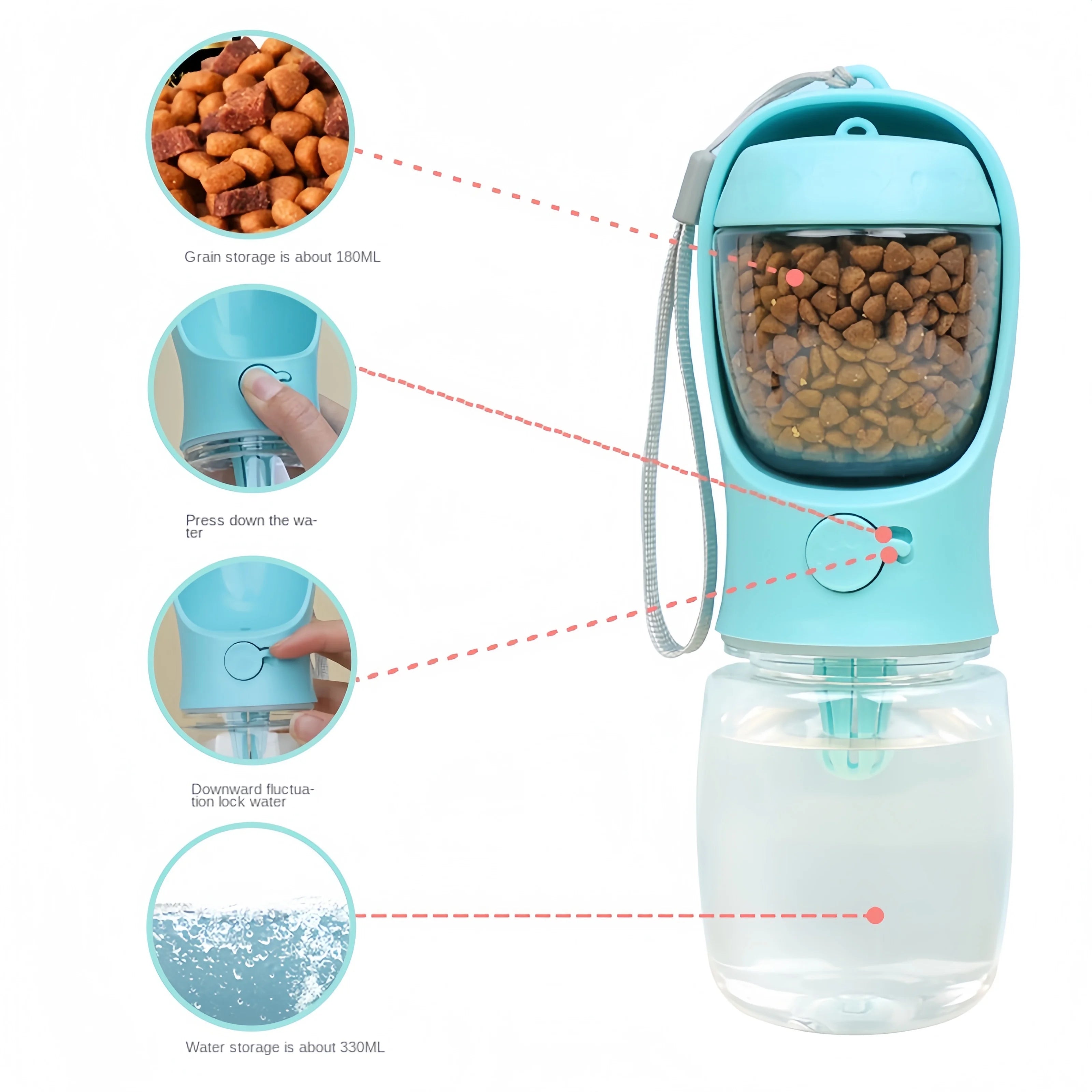 Portable Dog Cat Water Bottle with Storage Food - Promo Pro Store