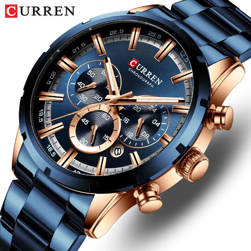 CURREN Men Watch Top Brand Luxury Sports Quartz Mens Watches Full Steel Waterproof Chronograph Wristwatch Men Relogio Masculino - Promo Pro Store