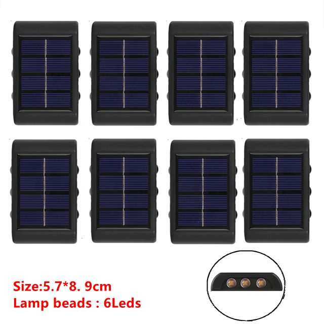 6 LED Solar Lights Outdoor Waterproof Up and Down Luminous Lighting Wall Lamp Garden Decor Stairs Fence Balcony Sunlight Lamps - Promo Pro Store