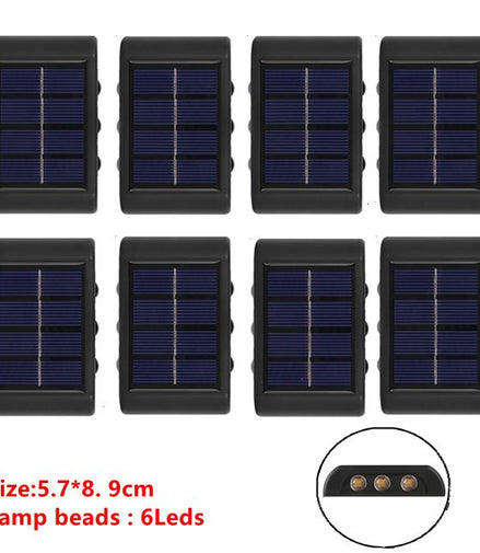6 LED Solar Lights Outdoor Waterproof Up and Down Luminous Lighting Wall Lamp Garden Decor Stairs Fence Balcony Sunlight Lamps - Promo Pro Store
