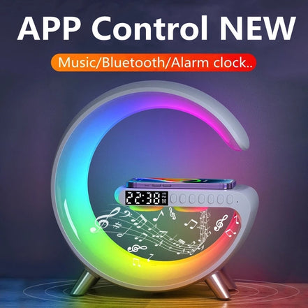 15W Wireless Charger Stand LED RGB Light Desk Lamp Speaker APP Control For iPhone 14 13 12 11 X 8 Samsung Fast Charging Station - Promo Pro Store