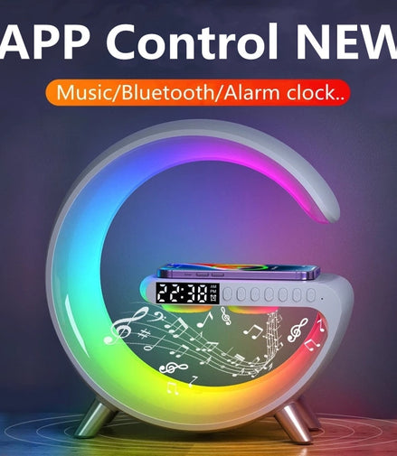 15W Wireless Charger Stand LED RGB Light Desk Lamp Speaker APP Control For iPhone 14 13 12 11 X 8 Samsung Fast Charging Station - Promo Pro Store