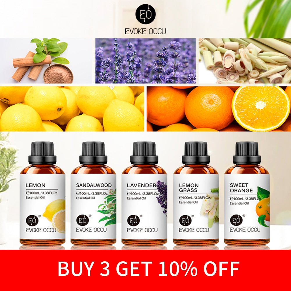 100ML Essential Oils for Diffuser Humidifier Aroma Oil Vanilla Eucalyptus Jasmine Rose Lavender Rosemary Peppermint Tea Tree - Promo Pro Store